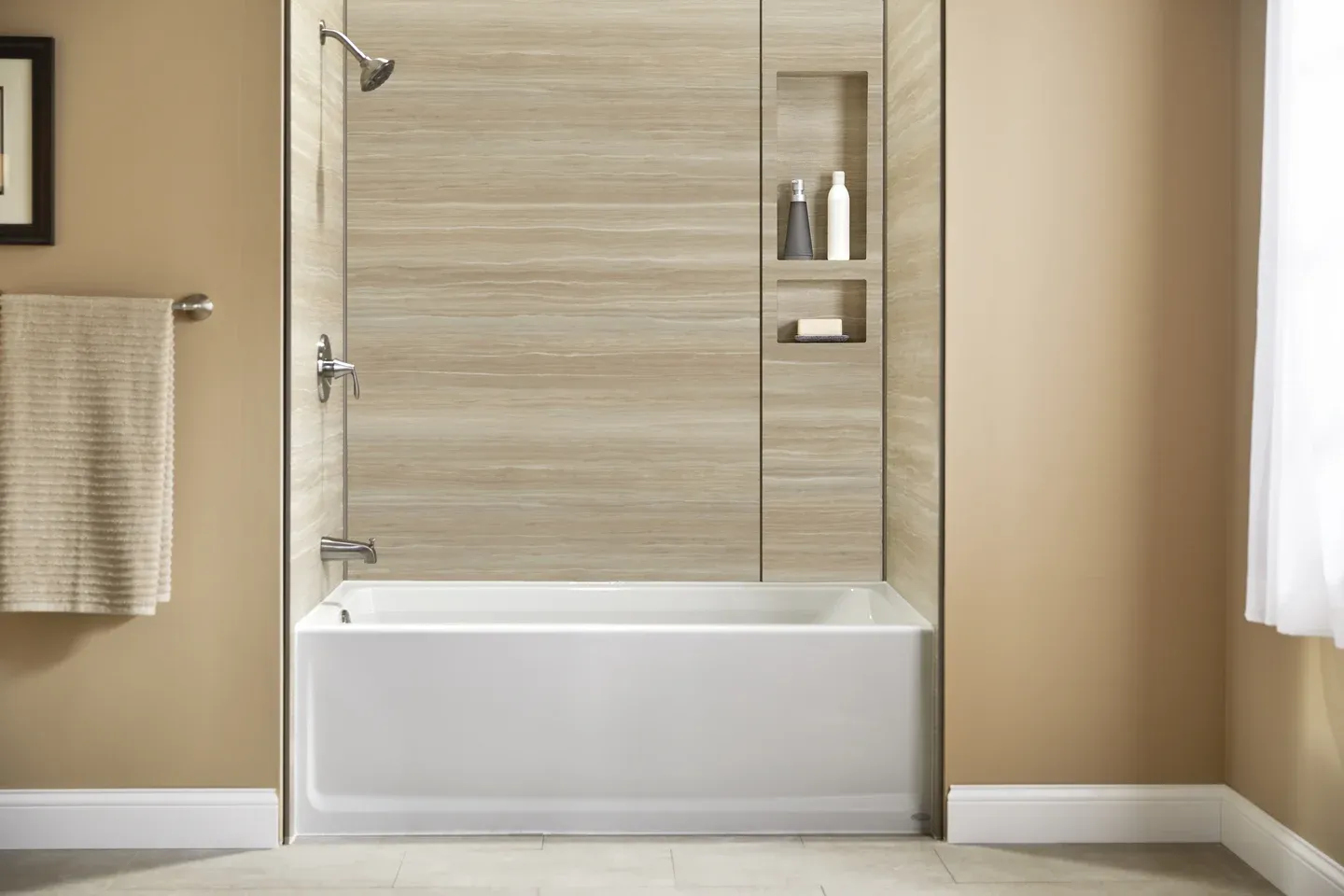 Jacuzzi bathtub with custom wall surround