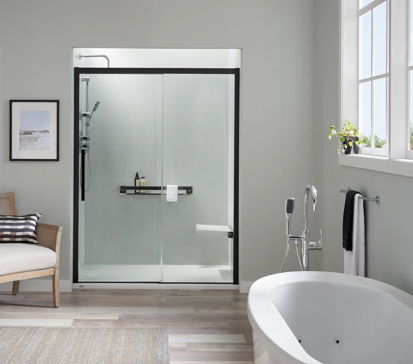 Jacuzzi shower with fold down seating